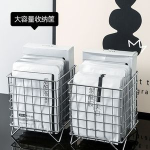 Cesta de Almacenamiento de Hierro Rectangular de Gran Capacidad, Organizador de Escritorio de Oficina Tipo Soporte para Cosméticos y Mascarillas Faciales - Product Image 3