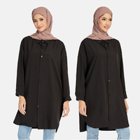 Vestido Abaya Musulmán de Talla Grande 5XL al por Mayor para Mujer, Blusa Túnica de Manga Larga, Blusas Modestas, Chaquetas Finas para Mujer