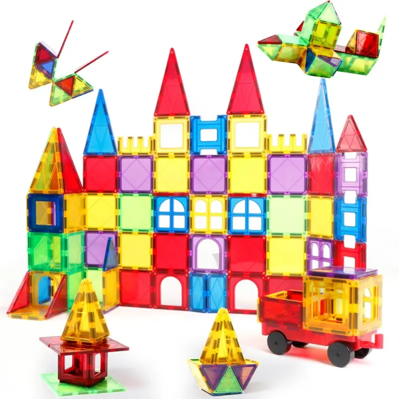 Children Educational Toys Gift 100pcs Clear Color 3D Building Blocks Set Magnetic Tiles Toy For Kids