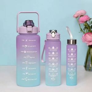 Custom New 1pc 2Pcs 3Pcs 1000ml Half Gallon Eco-Friendly BPA Free Leak-Proof Dishwasher Safe Water <b>Bottle</b> Time Marker Straw - Product Image 4