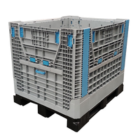 1200x1000x975mm Heavy Duty Industrial Hdpe empilable grande palette de boîte en plastique pliable pliable avec roues