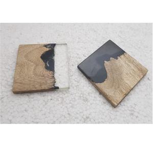 Table Place Mat Hot Sale Crackle Wood Joined With White Resin Square Coasters <b>Light</b> Weight Eco Material - Product Image 3