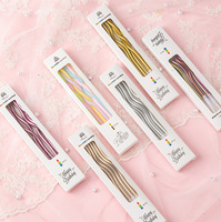 Großhandelspreis 6 Stück Spiralförmige Metallische Farbige Paraffin-Wachs Happy Birthday Tortenkerzen für Feiern und Party-Cupcake-Dekorationen