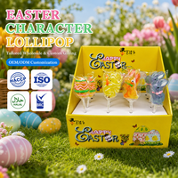 Vente en gros de sucettes de Pâques de 12 g, assortiment de bonbons durs en forme de lapin, d'œuf et de poussin, dans une boîte PDQ, pour offrir en cadeau pendant les fêtes