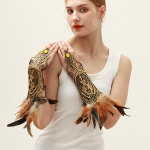 Sarung Tangan Pertunjukan Sarung Tangan Bulu Renda Cosplay Pesta Liburan Aksesori Kostum Tari Rave - Product Image 5