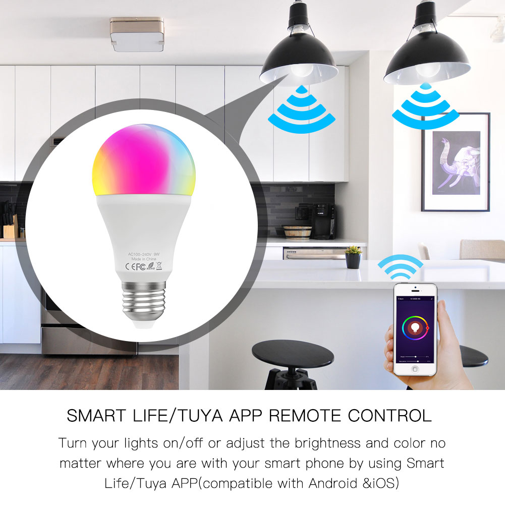 2-Pack Smart WiFi LED Bulbs E14 Candle Shape - 6W, RGB Colors, App & Voice Control For Alexa/Google