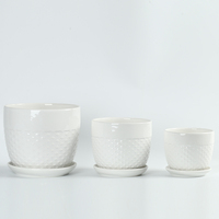 Ensemble de 3 pièces Pot de fleur blanc d'intérieur moderne cylindre grand Pot de plante en céramique pour la décoration de la maison