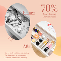 Organisateurs de tiroirs transparents en plastique PET de 4 tailles avec coussinets en silicone