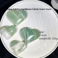 Prix d'usine Produits de guérison spirituelle Artisanat en cristal naturel Calcite aqua Calcite des Caraïbes Pierre en forme de cœur pour la décoration intérieure et les cadeaux