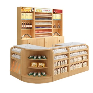 <span class=keywords><strong>Comptoir</strong></span> de caisse de supermarché moderne et simple, combiné pour magasin de proximité, en bois massif, idéal pour magasin maternelle et enfant, ou snack-bar - Product Image 1