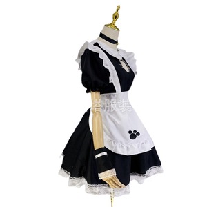 Cat-themed Maid Outfit Black White Polyester Anime Cosplay Costume Summer 2023 Role Play Lolita Catgirl Dress - Product Image 4