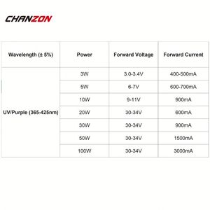 รังสีอัลตราไวโอเลตพลังงานสูงชิป LED 365nm 370nm 385nm 380nm 375nm 390nm 395nm 400nm 405nm 425nm 410nm 3W 5W 10W 20W 30W 50W 100W - Product Image 2