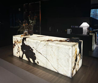 Comptoir de salle de bain moderne en onyx et granit blanc translucide rétroéclairé, personnalisé et luxueux, pour hôtel et cuisine