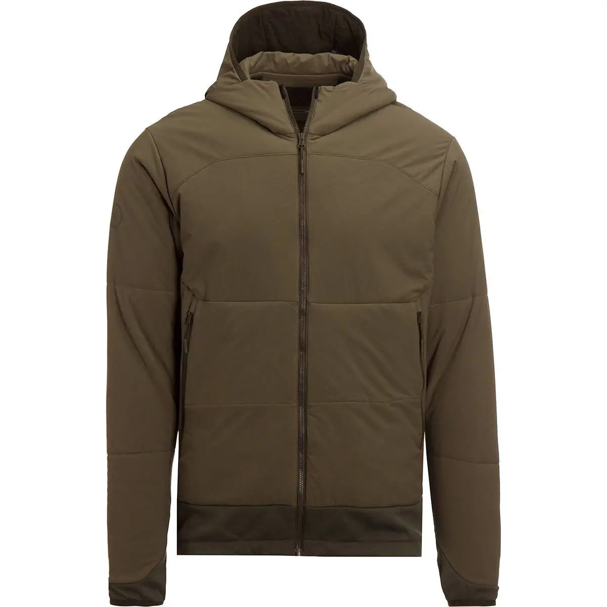 Men Khaki Padded Hybrid Jacket Warmth Thermal Lightweight Padded Jacket Adjust Hood Winter Jacket