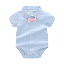 Body estivo bebè da <span class=keywords><strong>0</strong></span> a 12 <span class=keywords><strong>mesi</strong></span> abbigliamento per bambini in cotone a maniche corte con cravatta a papillon <span class=keywords><strong>tutine</strong></span> per neonato - Product Image 2