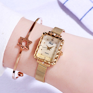 Reloj de mujer con correa de malla a la moda, reloj cuadrado para estudiantes, reloj de cuarzo impermeable para mujer, venta al por mayor. - Product Image 6