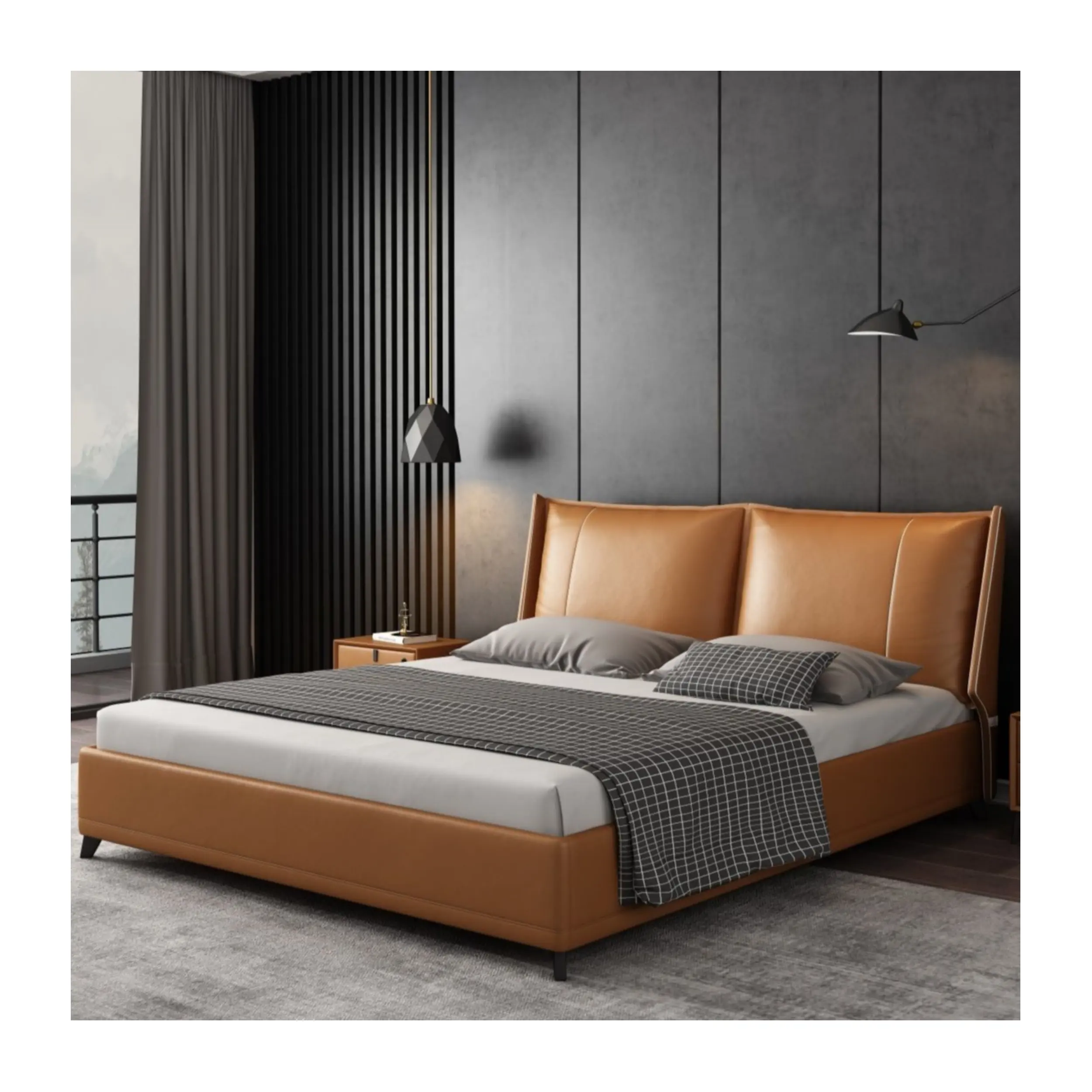 गर्म बिक्री इतालवी स्मार्ट बिस्तर चमड़े 1.8 मीटर लाइट लक्जरी मास्टर डबल बेड रूम सेट nordic सरल 2 मीटर डिजाइनर बिस्तर आराम सेट