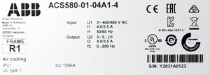 ACS580-01-04A1-4 ACS580 ซีรีส์ 15kW 380-480V IP21 PLC - Product Image 6