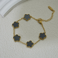 Pulsera de Acero Inoxidable con Baño de Vacío de 18K, Diseño de Trébol de Cinco Flores, Amuleto de Cuatro Hojas, Joyería de Moda, Accesorios para Mujer, Regalo