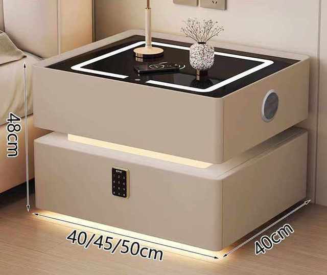 Wayon Luxury Smart Nightstand with Wireless Charging & Bluetooth Speaker, Modern LED Bedside Table for High-End Bedrooms
