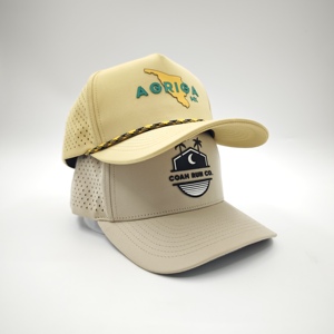 High End 5 Panel Solid Waterproof Golf <b>Cap</b> Custom Silicone Logo Low MOQ OEM Laser Perforated Polymer Patch Stitching Apparel - Product Image 3