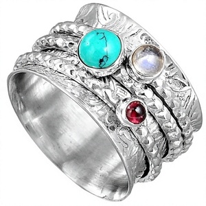 Wholesale Factory Price Classic Children's Multi Meditation <b>Spinner</b> Blue 925 Sterling Silver Amethyst Handmade <b>Ring</b> Jewelry - Product Image 3