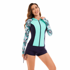 Traje de baño personalizado de 2 piezas con cremallera, fabricante de traje de baño de una pieza, traje de baño de surfista de manga larga para mujer - Product Image 3