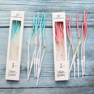 2024卸売誕生日ケーキ金メッキカラフルな湾曲した糸キャンドルクリエイティブパーティーベーキンググラデーション色の湾曲したキャンドル - Product Image 4