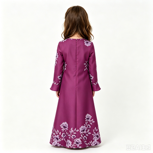 Abbigliamento Etnico in Cotone e Poliestere, <span class=keywords><strong>Vestiti</strong></span> per Mamma e Bambino, Abaya Musulmana con Apertura Frontale - Product Image 5