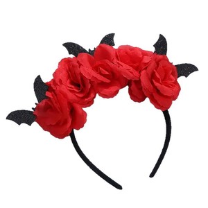 Fascia per Capelli Gotica Nera con Rose e Pipistrelli per Halloween, Cerchietto Scuro con Pipistrelli Glitterati per Feste Spettrali e Accessori per Costumi Cosplay - Product Image 6