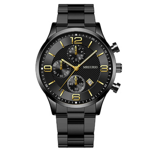 Orologio da uomo alla moda con <span class=keywords><strong>calendario</strong></span> digitale a tre quadranti, movimento al quarzo, cassa in lega e cinturino in vetro - Nuovo modello di successo per il commercio estero - Vendita all'ingrosso - Product Image 1