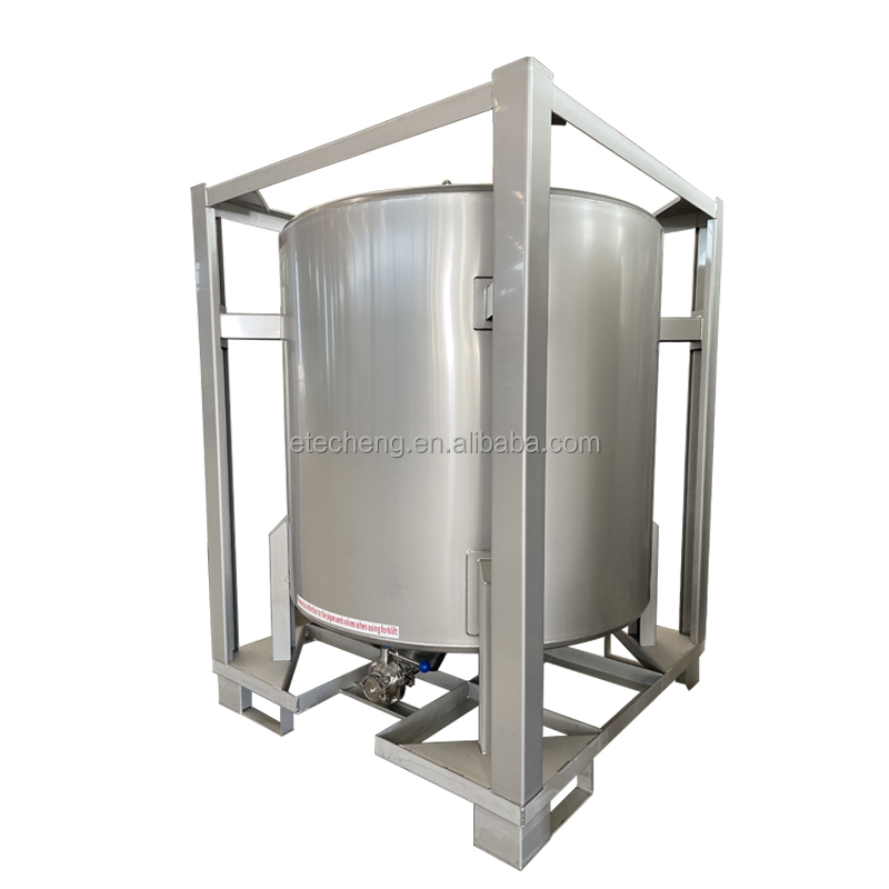 Forma rotonda sanitario in acciaio inox 1000 litri 1500L olio commestibile IBC serbatoio di melassa serbatoio con telaio