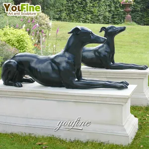 Estatua de bronce de Galgo para perro, decoración de jardín al aire libre, tamaño real fundido