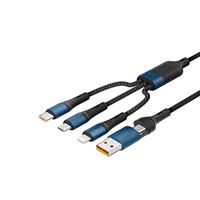 Câble USB 3-en-2 YINS PD 120W à charge rapide, en nylon tressé, conducteur en cuivre pur pour iPhone, ordinateur, écouteurs, scanner, lecteur de codes-barres