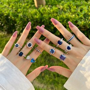 <span class=keywords><strong>Bague</strong></span> en pierres précieuses tanzanite brillante 925 en <span class=keywords><strong>argent</strong></span> Sterling <span class=keywords><strong>saphir</strong></span> bleu diamant pierres 8A Zircon bagues bagues de bijoux de mode fins - Product Image 6