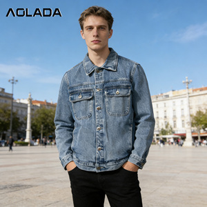 Giacca di Jeans Vintage <span class=keywords><strong>Blu</strong></span> per <span class=keywords><strong>Uomo</strong></span>, Personalizzabile, Vestibilità Comoda, Chiusura con Bottoni, Colori OEM Disponibili - Product Image 4