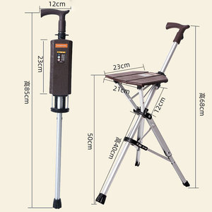 Hideyuki Cane <b>Stool</b> 85cm Height Adjustable <b>Folding</b> Seat For Elderly Hiking Support - Product Image 1