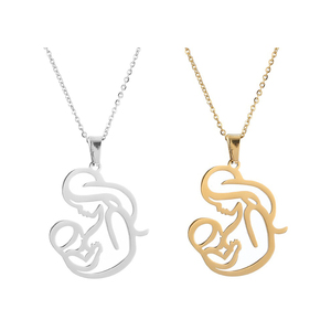 <span class=keywords><strong>Collana</strong></span> Madre che Abbraccia il <span class=keywords><strong>Bambino</strong></span>, Ciondolo in Acciaio Inossidabile, Gioiello di Moda per Donne, Regalo per la Festa della Mamma, Simbolo di Gratitudine - Product Image 1