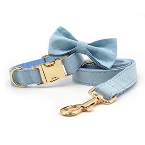 Nuevos productos de moda, <span class=keywords><strong>collar</strong></span> de perro personalizado, hebilla dorada de cuero, lindas corbatas de cuero de gamuza azul cielo para perros, correas para mascotas - Product Image 1