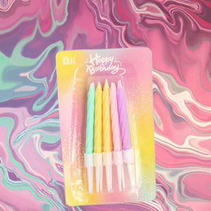Colored Coconut Wax Tapered Birthday Party <b>Candles</b> with Colorful Suction Card Packaging 10 Packs - Product Image 3