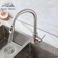 Wayon 304 robinet de cuisine en acier inoxydable extractible pour eau chaude et froide sur la tête du bouton d'arrêt
