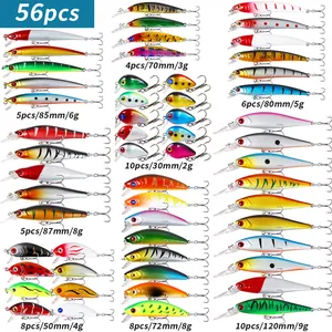 56PCS <b>Fishing</b> Lure Kit Hard Bait Set Mixed Crankbait Minnow Popper Pencil Jerkbait Spoon Wobblers for Bass Trout Pike Walleye - Product Image 2