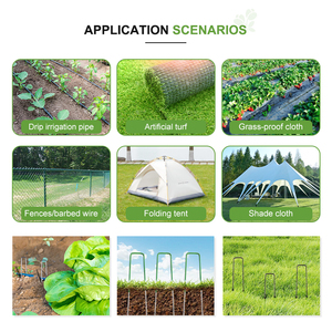 6 इंच के यू-आकार के स्टील फ्लैट टॉप गार्डन दांव साफ शंक परिदृश्य स्टेपल बैरियर ग्राउंड कवर सोकर नली गैल्वेनाइज्ड नाखून - Product Image 4