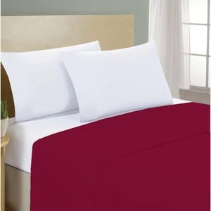 ผ้าปูที่นอนแบบเรียบ 200x300 ซม. ผ้าฝ้าย 100% สีบอร์โดซ์ สำหรับเตียงขนาดฝรั่งเศส - Product Image 3