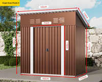 Nouveau cabanon de rangement extérieur en fer couleur café - Antirouille, imperméable, résistant aux UV, mobile, pour cour et utilitaire