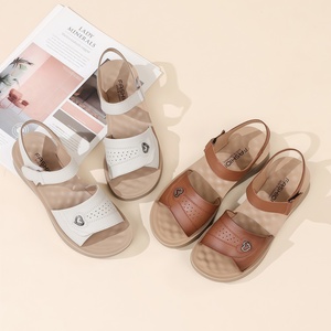 Sandales d'été de luxe pour <span class=keywords><strong>femme</strong></span> en cuir de vachette véritable, à semelle souple, antidérapantes, respirantes et à talon compensé - Product Image 3
