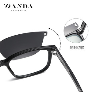Vanda Magnetic Sunglasses CG7201 Rectangular <b>Black</b> Frame TAC Lens UV400 <b>Men's</b> Eyewear - Product Image 3