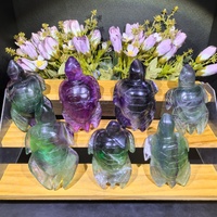 Tortue en Fluorite Arc-en-ciel Sculptée à la Main en Gros, Sculpture de Tortue en Cristal, Artisanat en Pierre Naturelle pour la Décoration et la Guérison Spirituelle