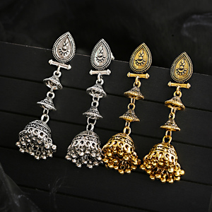 Trang Sức Jhumka Ấn Độ Mới 2021 Hoa Tai Cổ Dân Tộc Gypsy Vàng Kim Loại Chuông Lớn Phóng Đại Hoa Tai Lủng Lẳng Thả Dài Cho Phụ Nữ Brincos - Product Image 2