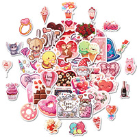 50 autocollants adhésifs imperméables pour la Saint-Valentin, cadeau pour couple, emballage de bouquet, carte de vœux, coque de téléphone
